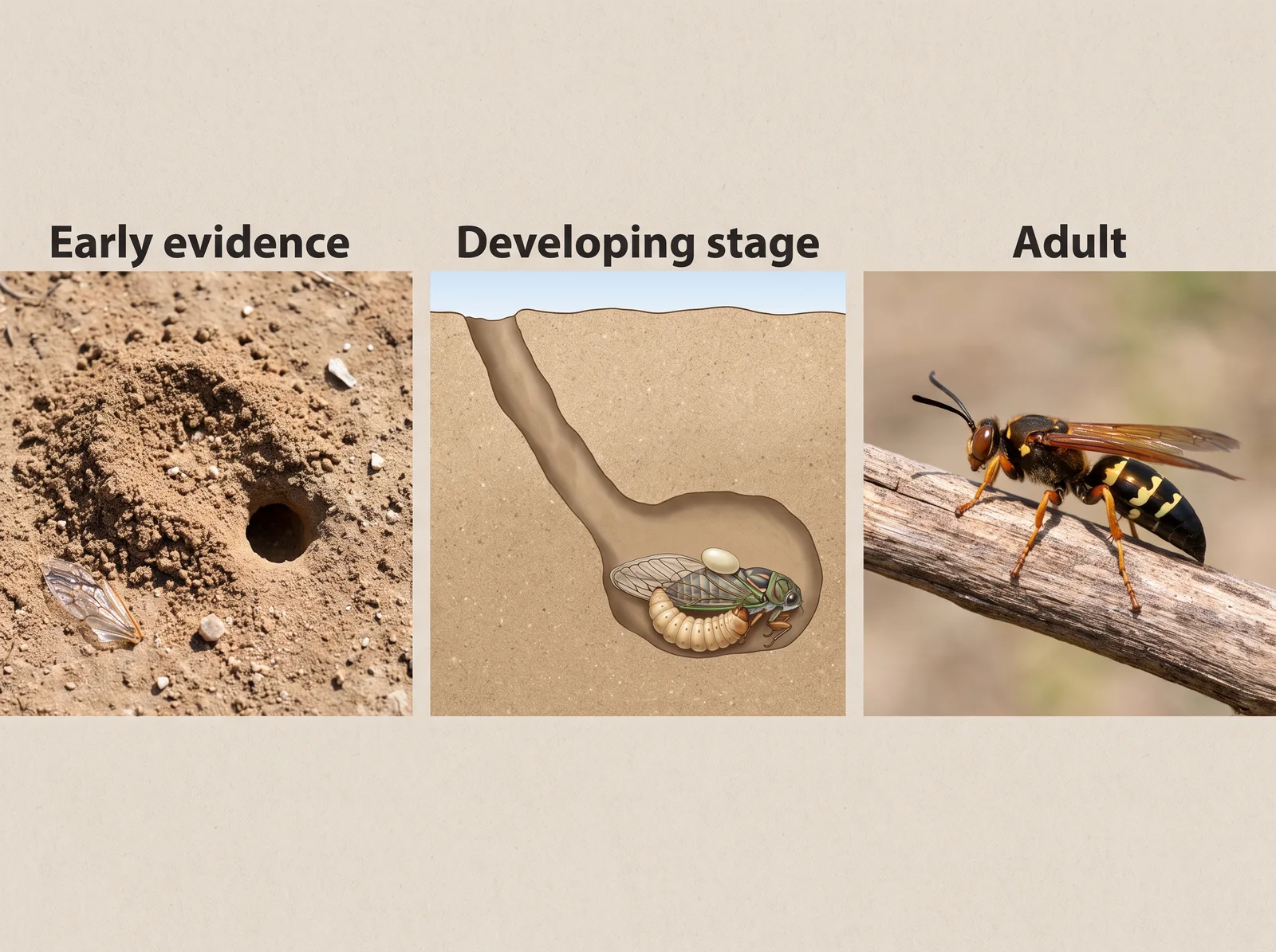 Cicada Killer Wasp — eggs larvae nest or life cycle